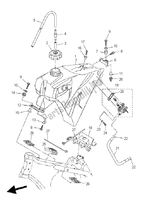 All parts for the Fuel Tank of the Yamaha WR 450F 2010