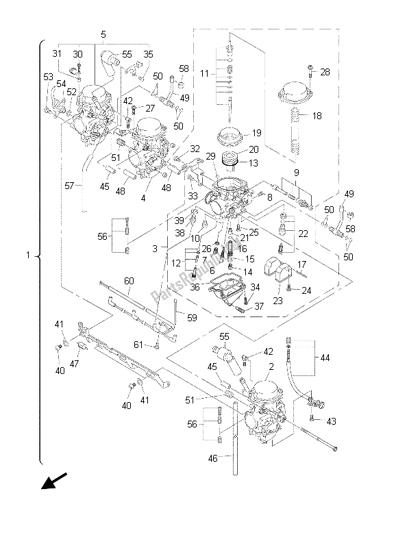 Todas as partes de Carburador do Yamaha XJR 1300 2003