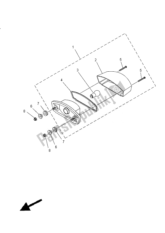 Alle onderdelen voor de Achterlicht van de Yamaha YFM 300F Grizzly 2X4 2013