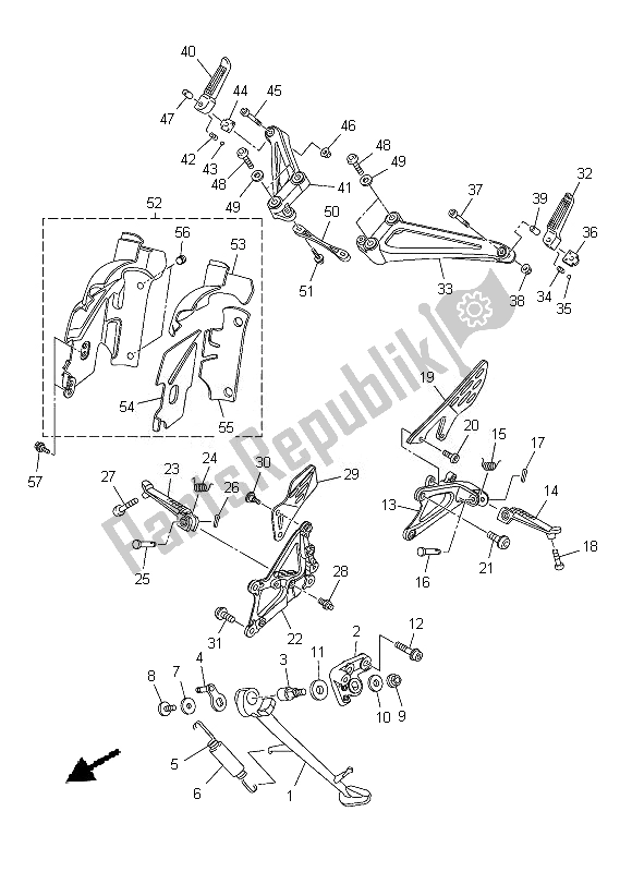 All parts for the Stand & Footrest of the Yamaha YZF R1 1000 2013