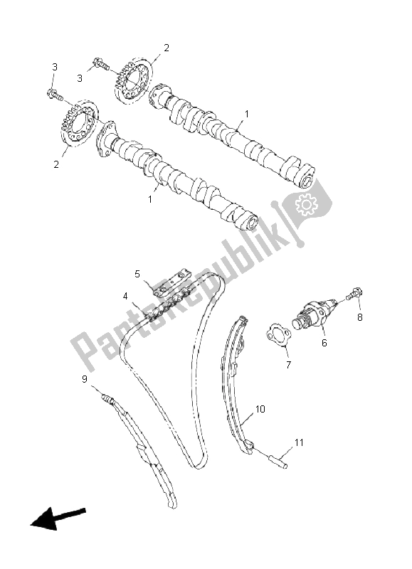 Todas las partes para árbol De Levas Y Cadena de Yamaha FJR 1300 AS 2009