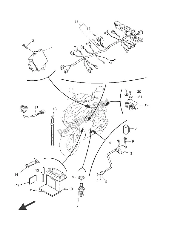 All parts for the Electrical 2 of the Yamaha NS 50F 2016