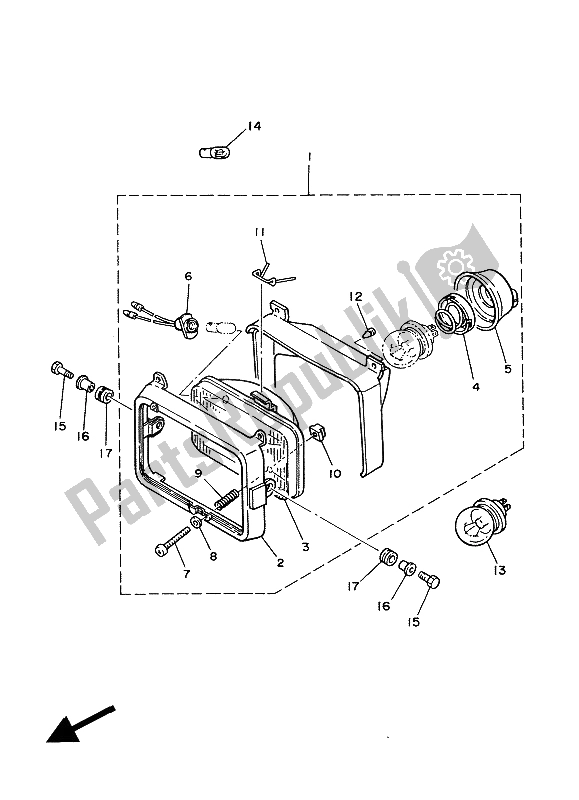 Tutte le parti per il Faro del Yamaha XT 350 1988