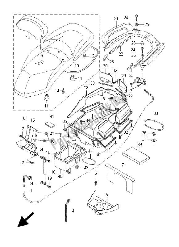 Tutte le parti per il Posto A Sedere del Yamaha VP 300 Versity 2005