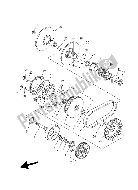 All parts for the Clutch of the Yamaha YFM 450F Grizzly IRS 4X4 2012