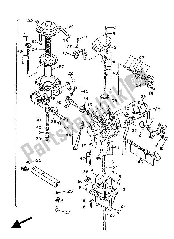 Todas as partes de Carburador do Yamaha XT 600Z Tenere 1986