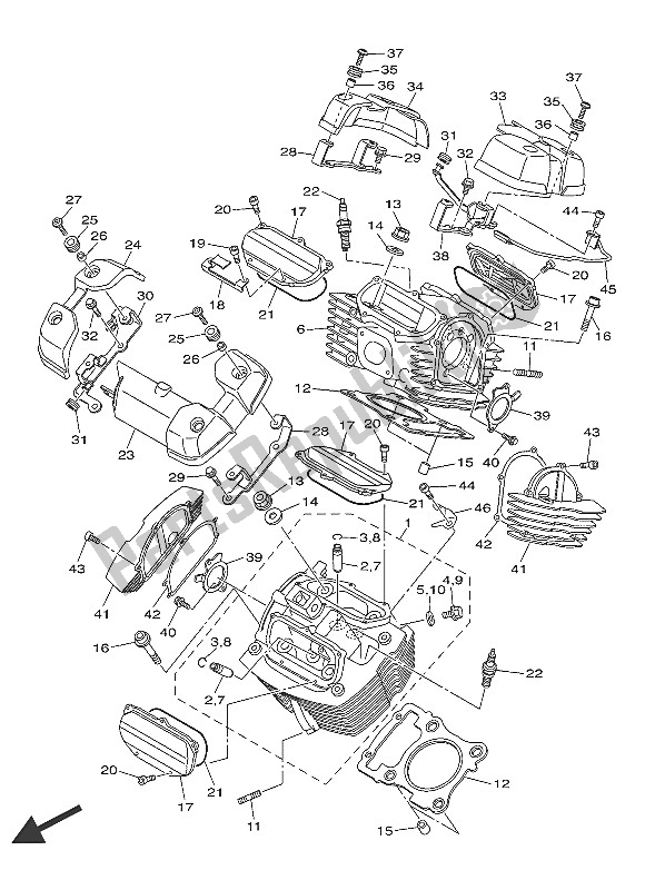 All parts for the Cylinder Head of the Yamaha XVS 950 CU 2016