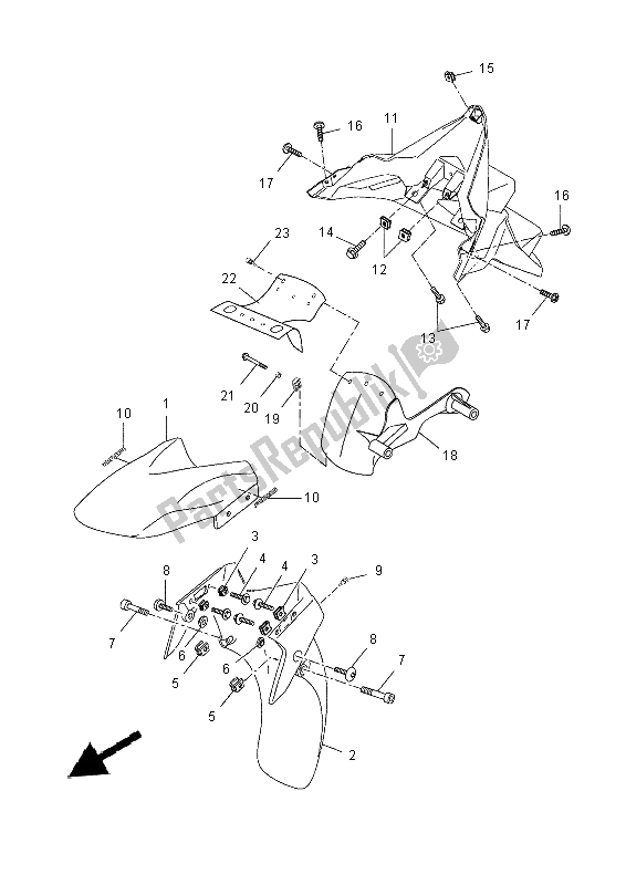 Tutte le parti per il Parafango del Yamaha YP 125 RA 2014