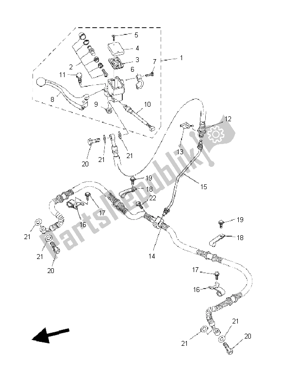 All parts for the Front Master Cylinder of the Yamaha YFM 350 FA Bruin 2X4 2004