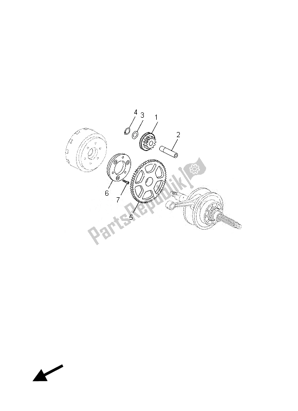 All parts for the Starter of the Yamaha YP 125R 2013