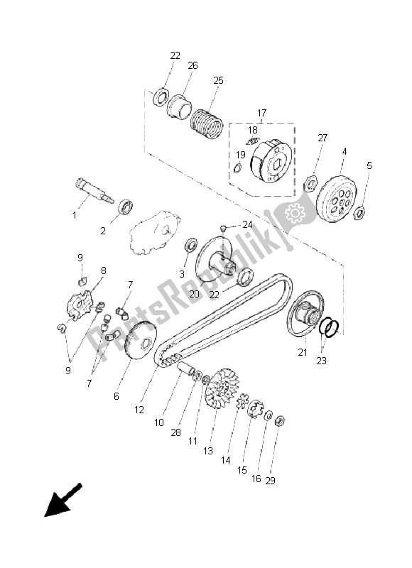 All parts for the Clutch of the Yamaha YQ 50 Aerox 2009