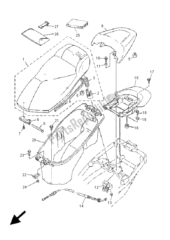 All parts for the Seat of the Yamaha YP 180E Majesty 2005