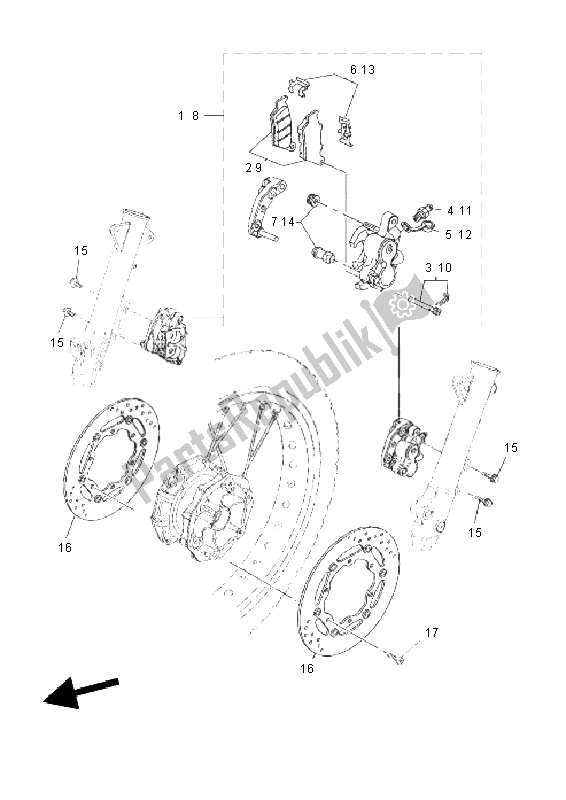 All parts for the Front Brake of the Yamaha XT 660Z Tenere 2011