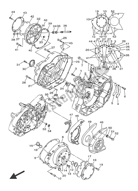 Tutte le parti per il Coperchio Del Carter 1 del Yamaha XVS 1300 CU 2016