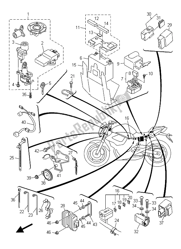 Toutes les pièces pour le électrique 2 du Yamaha XJ6 NA 600 2015