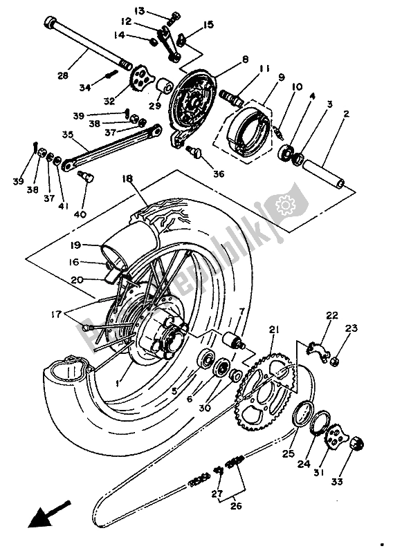 Todas as partes de Roda Traseira do Yamaha SR 125 1992