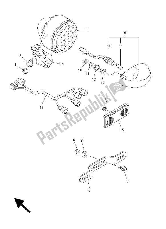 Tutte le parti per il Fanale Posteriore del Yamaha XVS 950 CU 2014