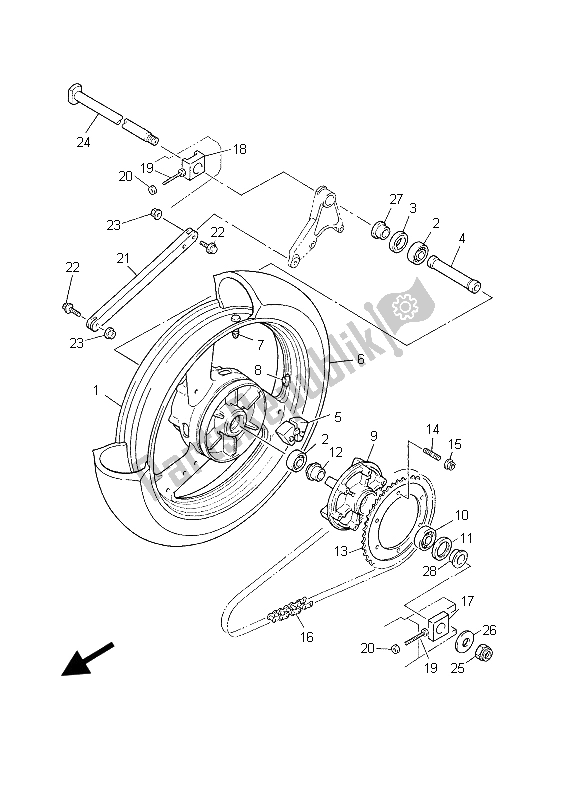 Tutte le parti per il Ruota Posteriore del Yamaha XJR 1300 2003