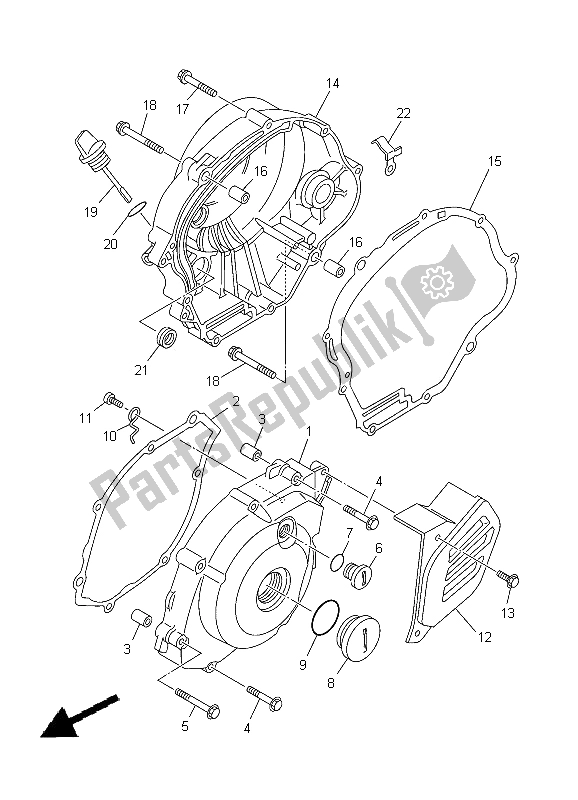 All parts for the Crankcase Cover 1 of the Yamaha TT R 125 LW 2000