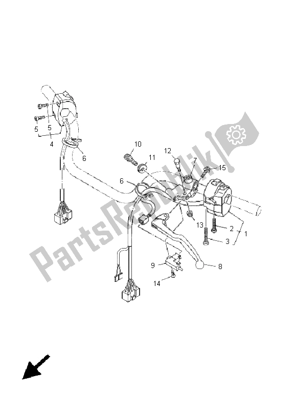 All parts for the Handle Switch & Lever of the Yamaha TDM 900 2005