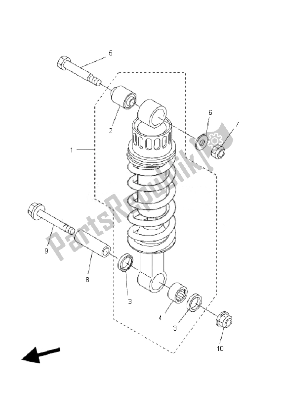 All parts for the Rear Suspension of the Yamaha FZ6 NA 600 2007