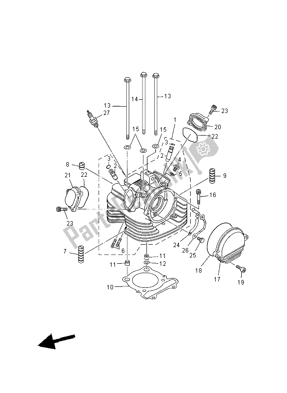 All parts for the Cylinder Head of the Yamaha YFM 350R 2012