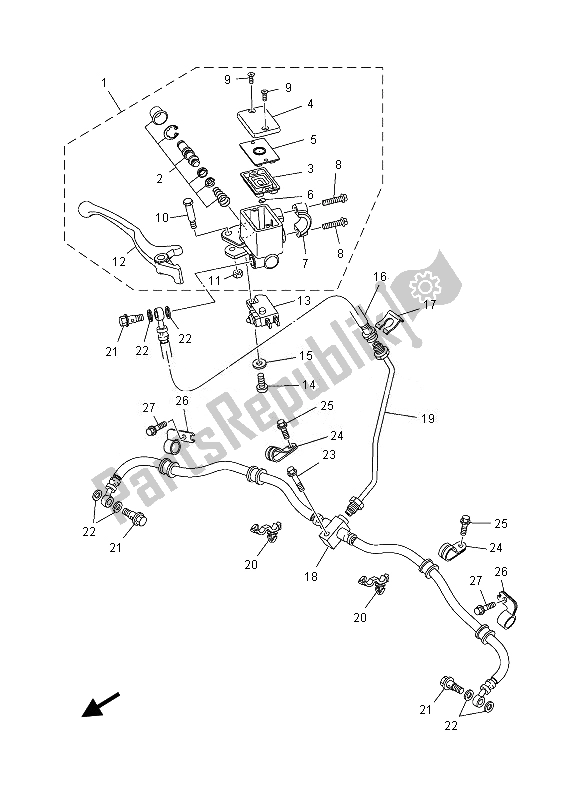 Tutte le parti per il Pompa Freno Anteriore del Yamaha YFM 700 GPD Grizzly 4X4 2013