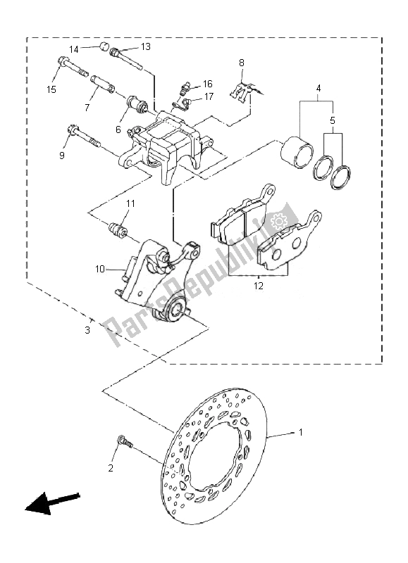 All parts for the Rear Brake Caliper of the Yamaha XJ6F 600 2010