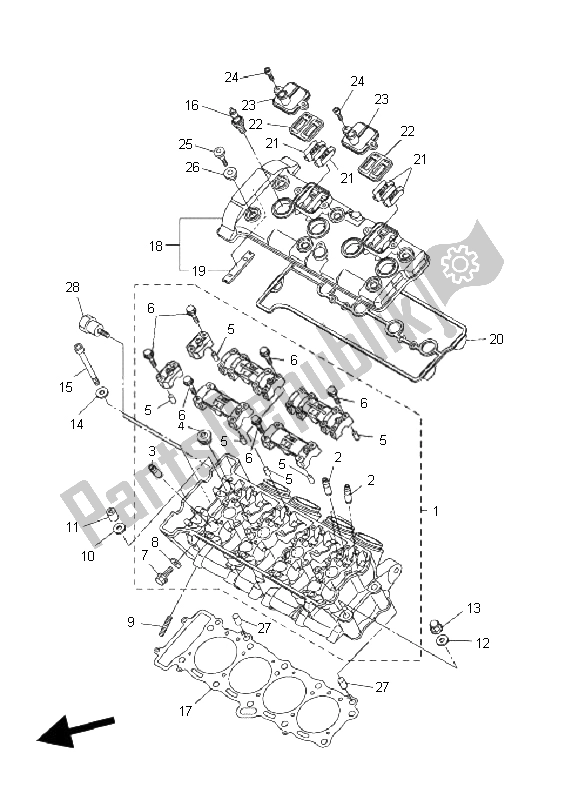 All parts for the Cylinder Head of the Yamaha FZ1 S Fazer 1000 2009