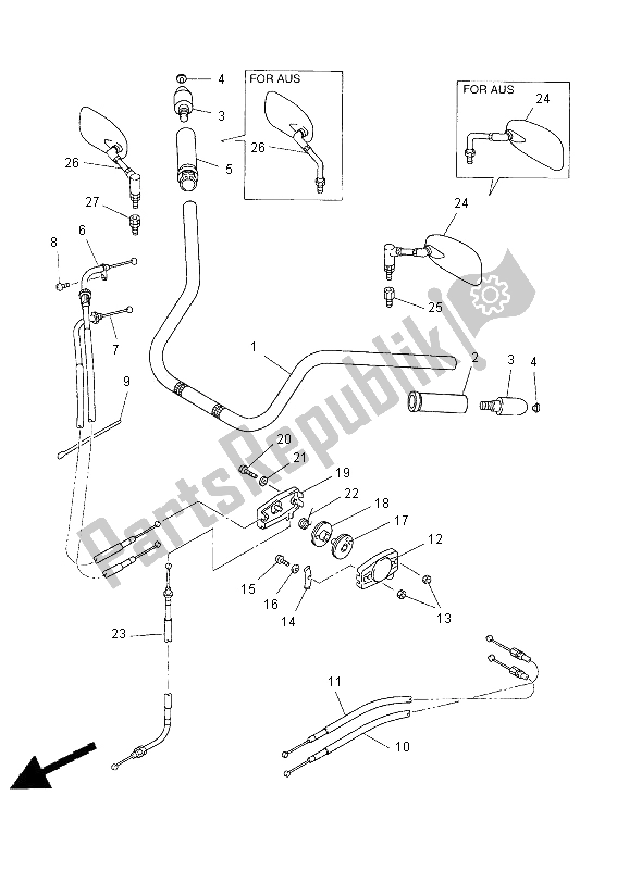 Todas las partes para Manija De Dirección Y Cable de Yamaha XVZ 13 TF Royal Star Venture 1300 2000