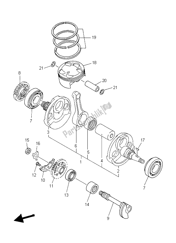 All parts for the Crankshaft & Piston of the Yamaha WR 450F 2006