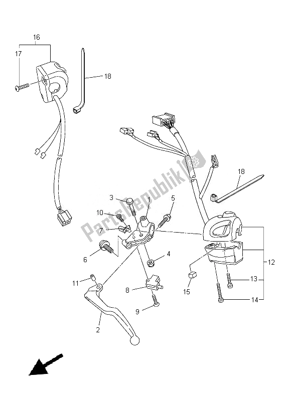 All parts for the Handle Switch & Lever of the Yamaha FZ8 NA 800 2014
