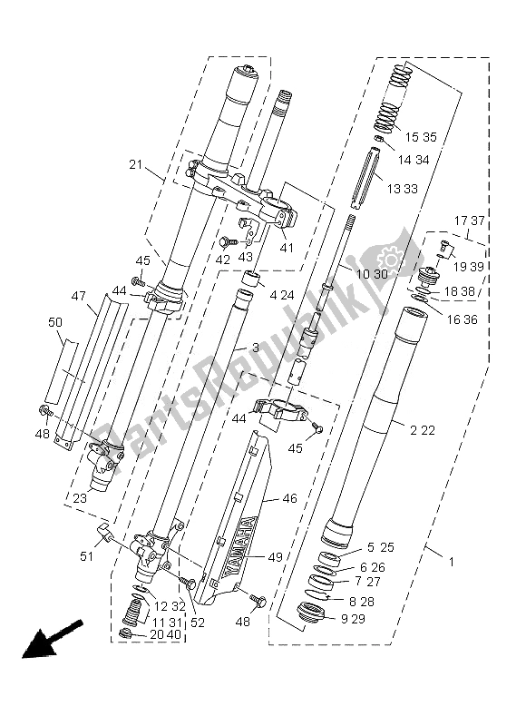 All parts for the Front Fork of the Yamaha YZ 85 LW 2013