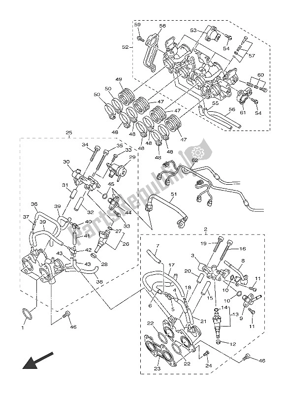 All parts for the Intake 2 of the Yamaha XJR 1300C 2016