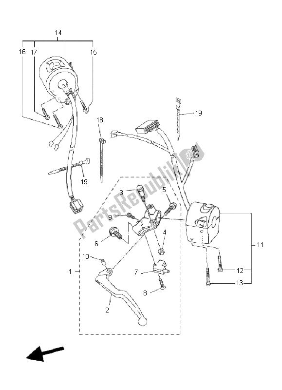 All parts for the Handle Switch & Lever of the Yamaha FZ6 SHG 600 2009