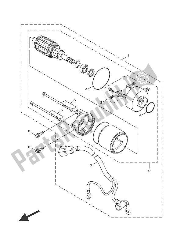 All parts for the Starting Motor of the Yamaha HW 151 2016