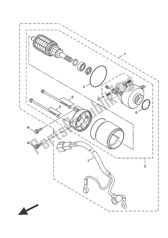 All parts for the Starting Motor of the Yamaha HW 151 2016