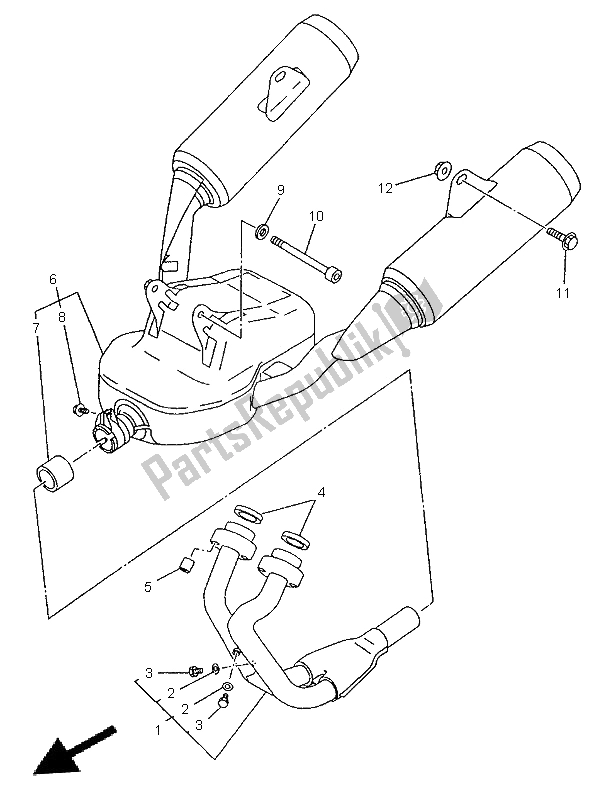 All parts for the Exhaust of the Yamaha TDM 850 1996