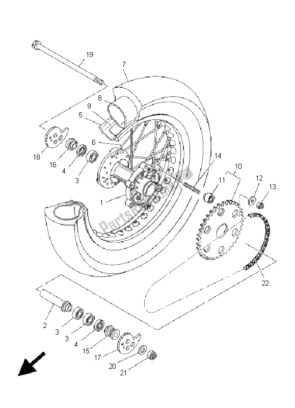 All parts for the Rear Wheel of the Yamaha XG 250 Tricker 2005