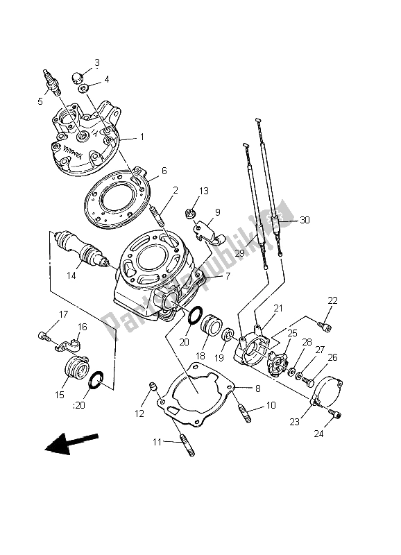 All parts for the Cylinder of the Yamaha DT 125R 2002