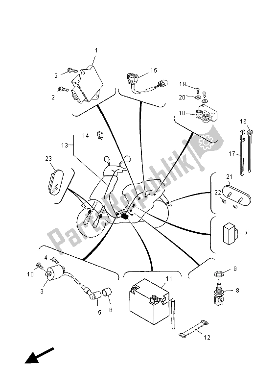 All parts for the Electrical 2 of the Yamaha YN 50F 2012