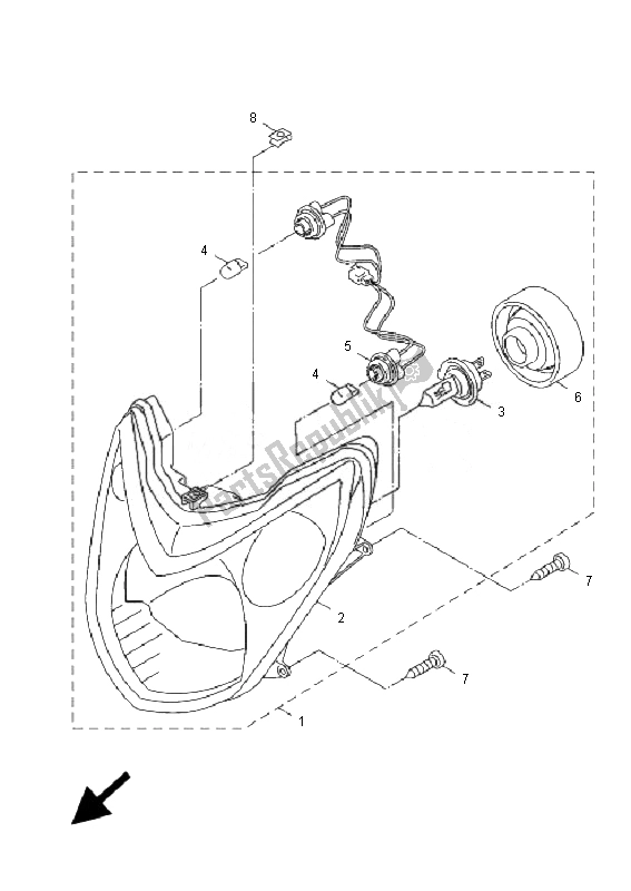 All parts for the Headlight of the Yamaha XC 125 Cygnus X 2007