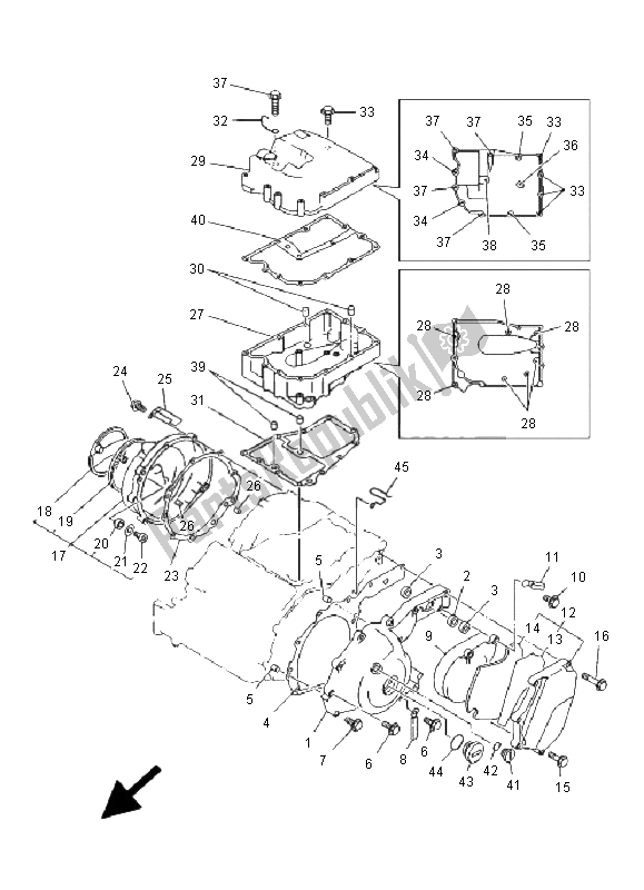 All parts for the Crankcase Cover 1 of the Yamaha TDM 850 2001