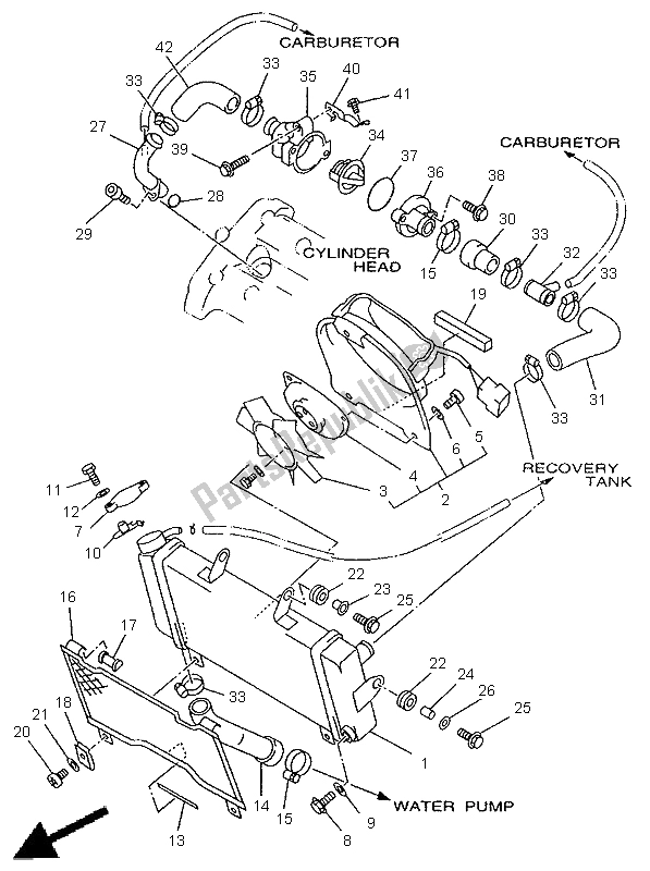 Tutte le parti per il Tubo Del Radiatore del Yamaha TDM 850 1998