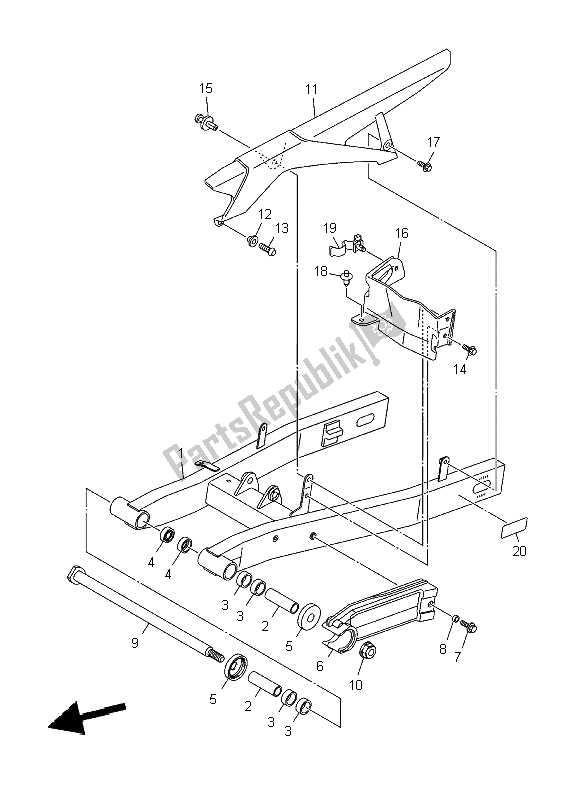 All parts for the Rear Arm of the Yamaha XJ6 SA Diversion 600 2009