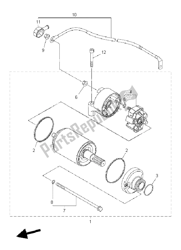 All parts for the Starting Motor of the Yamaha FZ8 NA 800 2011