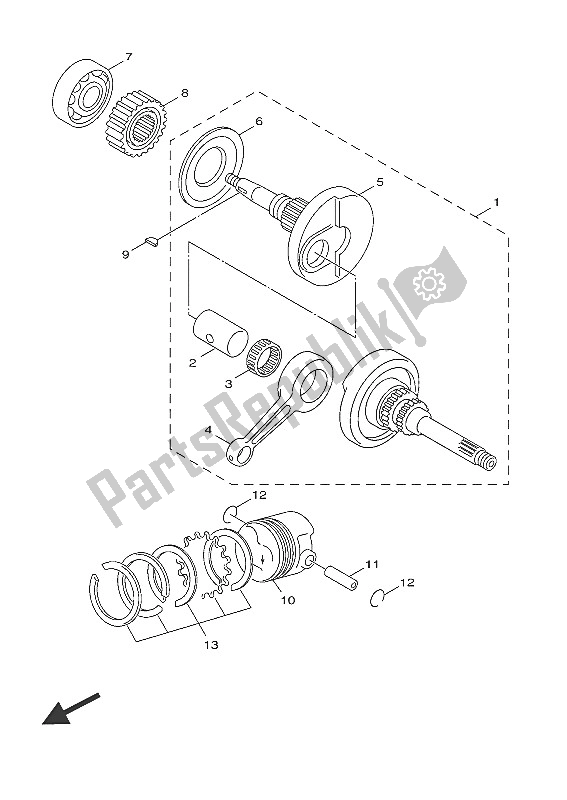 All parts for the Crankshaft & Piston of the Yamaha NS 50F 2016