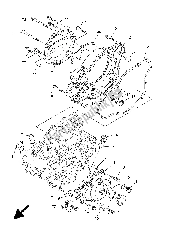 All parts for the Crankcase Cover 1 of the Yamaha YZ 250F 2005