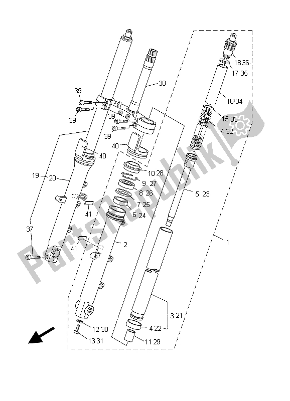 Alle onderdelen voor de Voorvork van de Yamaha TDM 900 2003