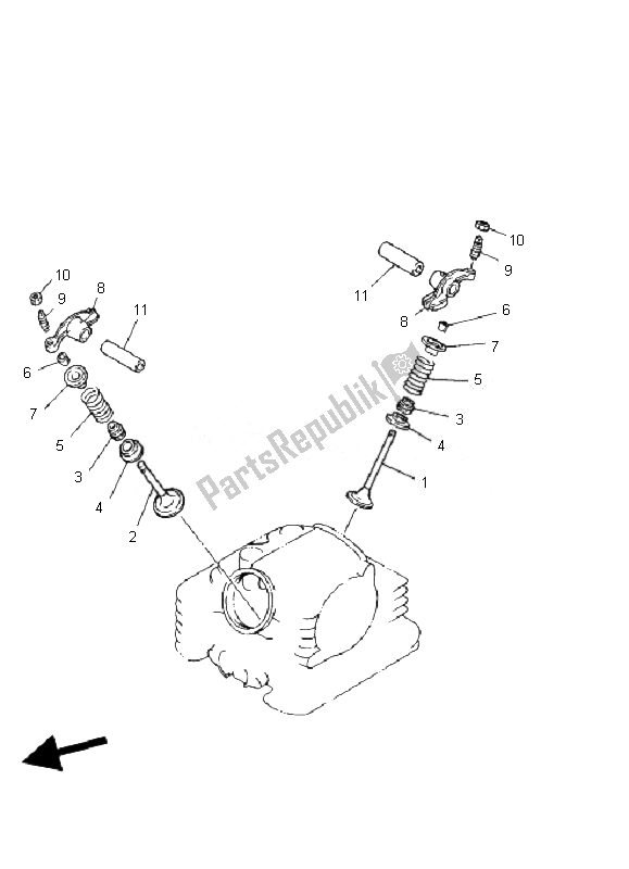 All parts for the Valve of the Yamaha YFM 125 Grizzly 2010